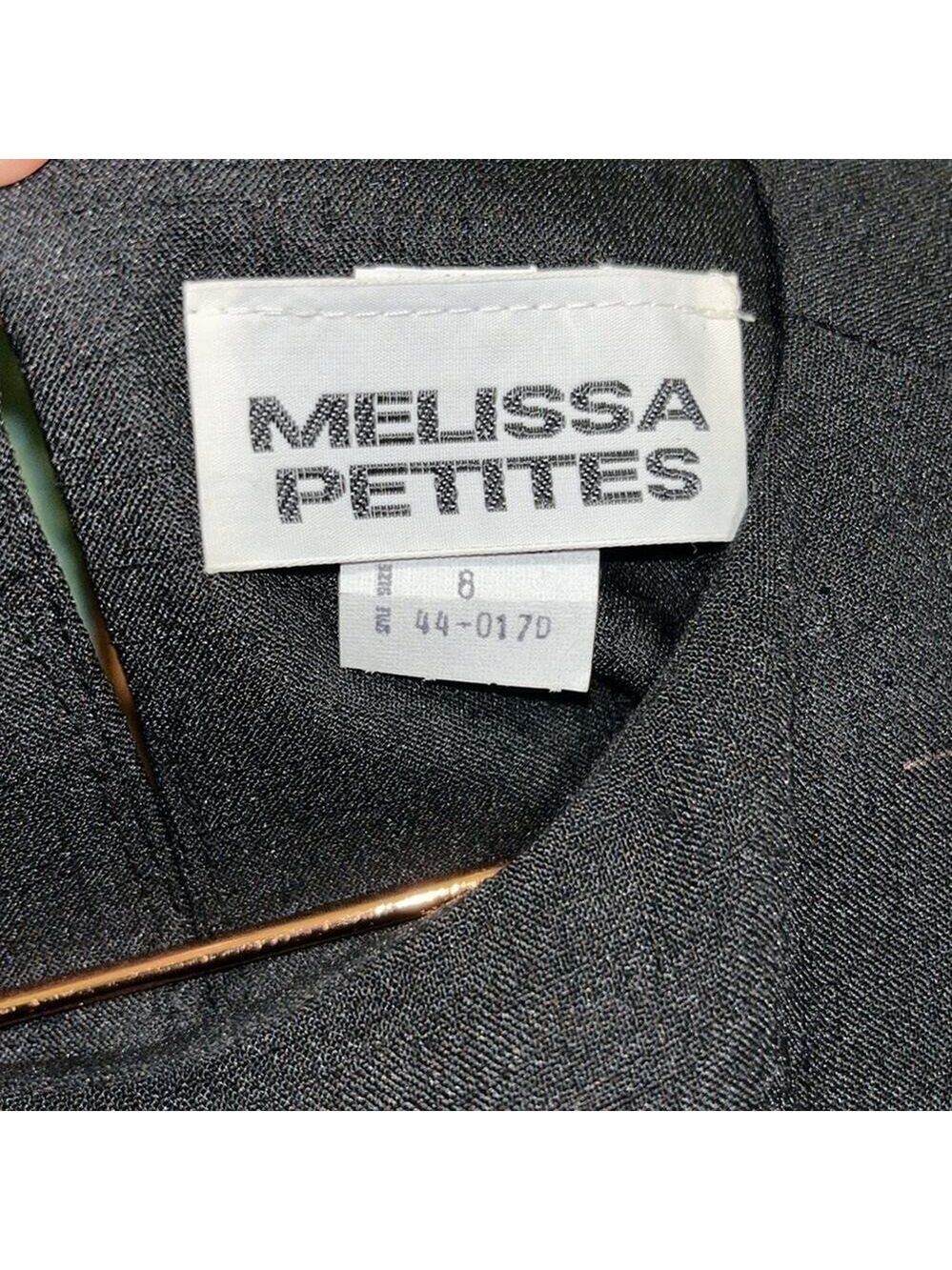 Vintage modest black dress with belt Melissa Petites • black wedding - Picture 3 of 10